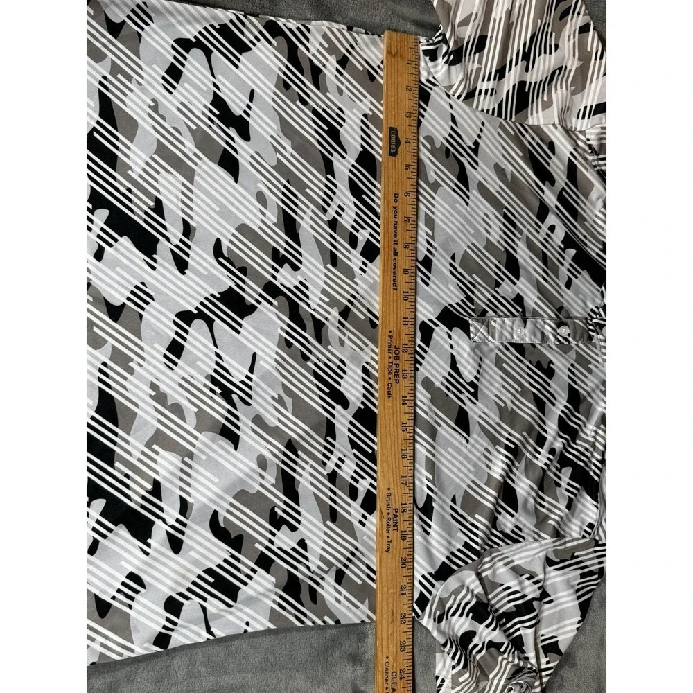Swiss Alps Polo Shirt Mens Large Gray Camo Stretch Knit Golf Performance